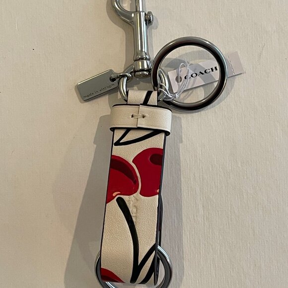 COACH TRIGGER SNAP BAG CHARM KEY FOB W/ CHERRY PRINT: Red,white CZ088 - Picture 16 of 16